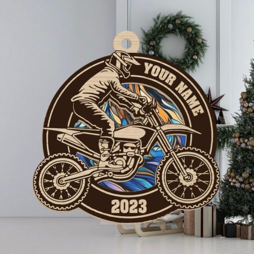 Motocross Racing Personalized Suncatcher Ornament