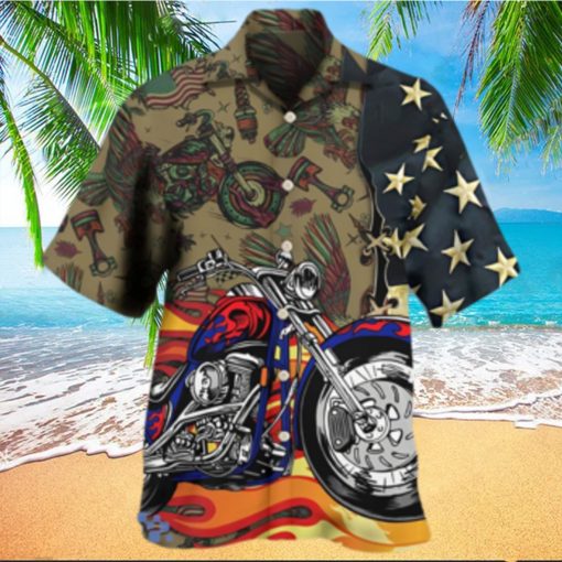 Motorcycle US Flag Hawaiian Shirt