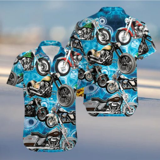 Motorcycles Blue Unisex Hawaiian Shirts Store T shirt