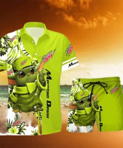 Mountain Dew Cute Baby Yoda Aloha Hawaiian Shirt And Shorts Men And Women Beach Gift