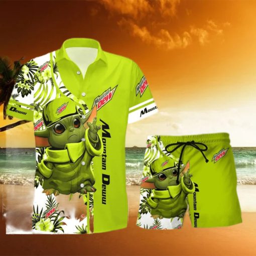 Mountain Dew Cute Baby Yoda Aloha Hawaiian Shirt And Shorts Men And Women Beach Gift