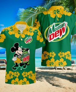 Mountain Dew Mickey Mouse Hibicus Flower Gift Hawaiian Set Shirt