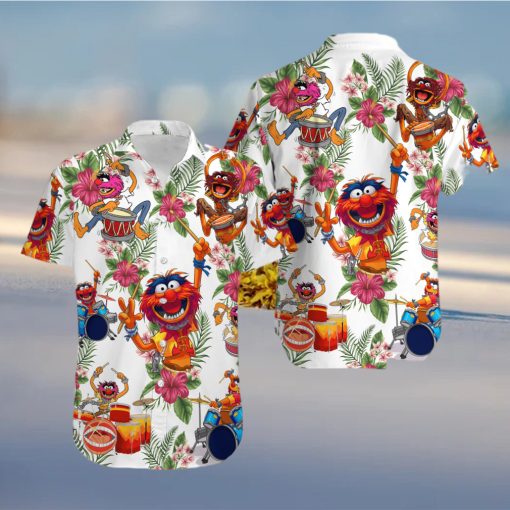 Muppet Playing Drum Tropical Flower Hawaiian Shirt