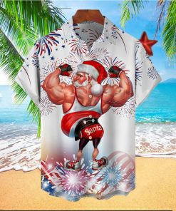 Muscle Santa Claus Hawaiian Shirt, Fitness Santa Hawaii Shirt
