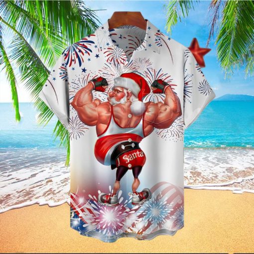 Muscle Santa Claus Hawaiian Shirt, Fitness Santa Hawaii Shirt