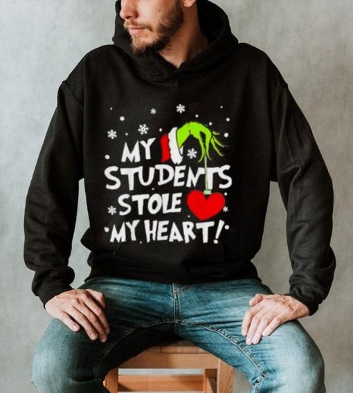 My Students Stole My Heart Teacher Christmas Grinch Hand T Shirt