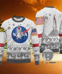 NASA American Flag Pattern 2023 Ugly Christmas Sweater