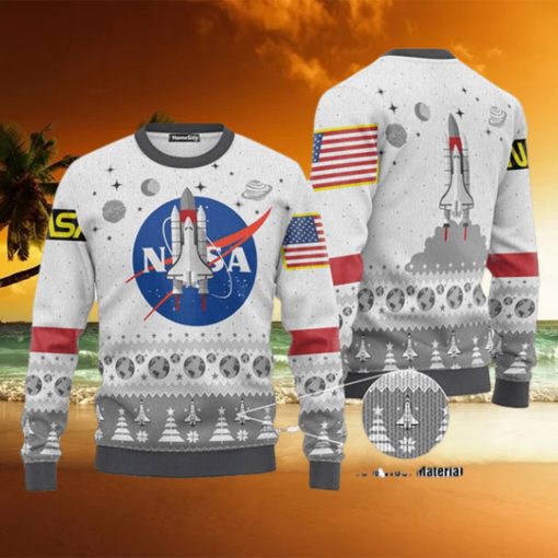 NASA American Flag Pattern 2023 Ugly Christmas Sweater