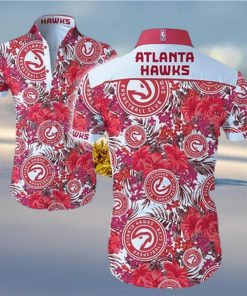 NBA Atlanta Hawks Hawaiian Shirt Hibiscus Flowers Pattern Beach Lovers Gift hawaiian shirt