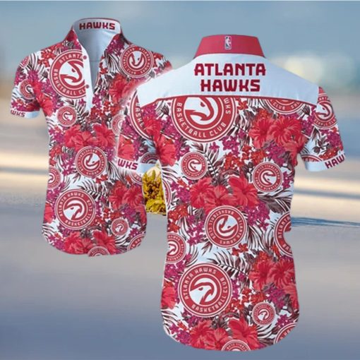 NBA Atlanta Hawks Hawaiian Shirt Hibiscus Flowers Pattern Beach Lovers Gift hawaiian shirt