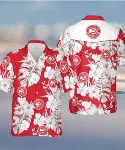 NBA Atlanta Hawks Hawaiian Shirt Palm Leaves Pattern Beach Lovers Gift hawaiian shirt