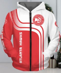 NBA Atlanta Hawks White Red Curves Zip Up Hoodie