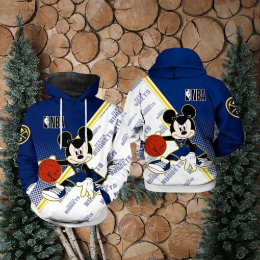 NBA Denver Nuggets Blue White Mickey Pullover Hoodie