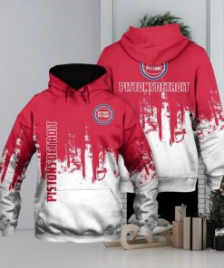 NBA Detroit Pistons Red White Grunge Pullover Hoodie