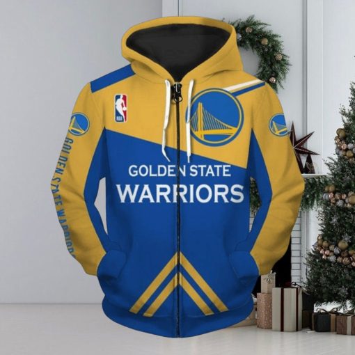 NBA Golden State Warriors Blue Yellow Zip Up Hoodie