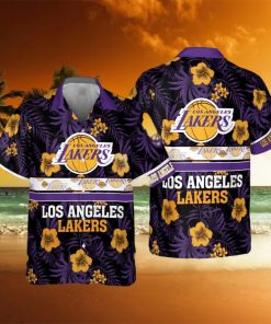 NBA Los Angeles Lakers Hawaiian Shirt Hibiscus Flowers Gift For Beach Trip