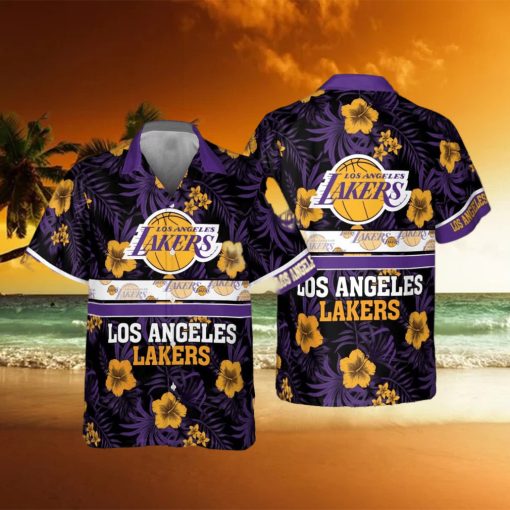 NBA Los Angeles Lakers Hawaiian Shirt Hibiscus Flowers Gift For Beach Trip