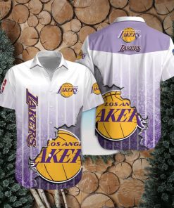 NBA Los Angeles Lakers Purple White Gradient Scratch Hawaiian Shirt