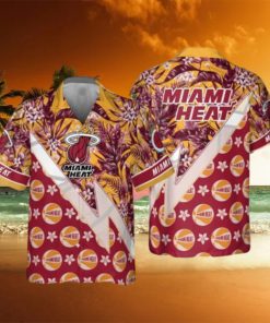 NBA Miami Heat Tropical And Basketball Pattern Print Hawaiian Shirt