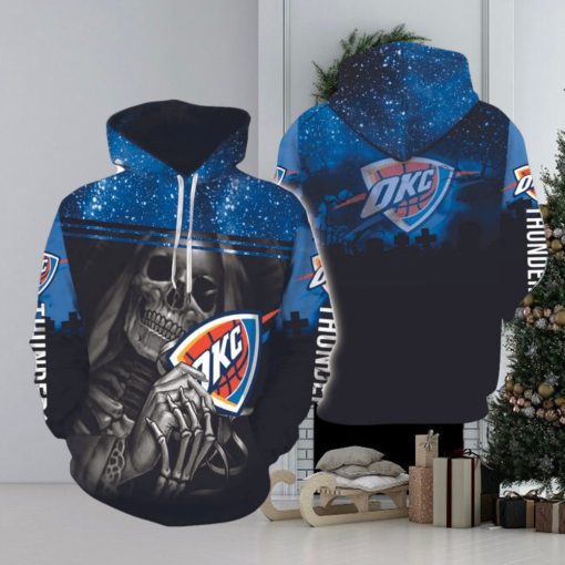 NBA Oklahoma City Thunder Night Halloween Skull Pullover Hoodie