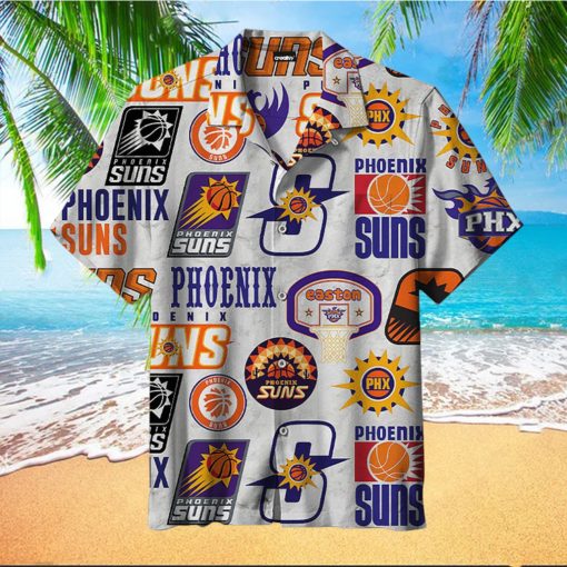 NBA Phoenix Suns White Logo History Hawaiian Shirt