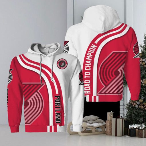 NBA Portland Trail Blazers White Red Hightway Pullover Hoodie