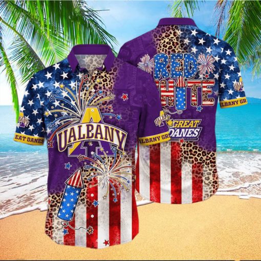 NCAA Albany Great Danes Hawaiian Shirt Fireworks Independence Day Beach Lovers Gift