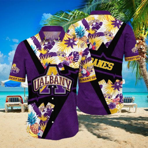 NCAA Albany Great Danes Hawaiian Shirt Flower And For Fans hawaiian shirt