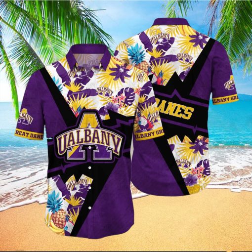 NCAA Albany Great Danes Hawaiian Shirt Flower And For Fans