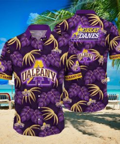 NCAA Albany Great Danes Hawaiian Shirt Palm Leaves Pattern Beach Gift For Friend hawaiian shirt