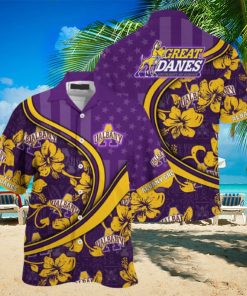 NCAA Albany Great Danes Hawaiian Shirt US Flag Flower Custom Name hawaiian shirt