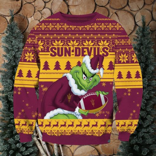 NCAA Arizona State Sun Devils Grinch AOP Ugly Christmas Sweater Christmas Gift For Men And Women