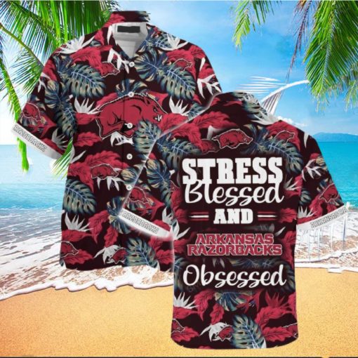 NCAA Arkansas Razorbacks Hawaiian Shirt Summer Aloha Stress Blessed Obsessed hawaiian shirt