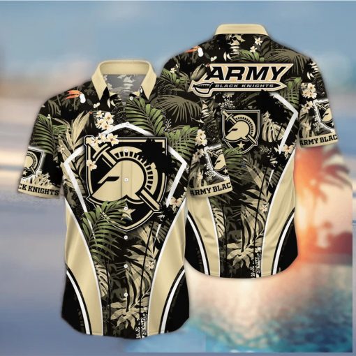 NCAA Army Black Knights Hawaiian Shirt Palm Leaves Pattern