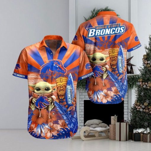 NCAA Boise State Broncos Baby Yoda Orange Blue Hawaiian Shirt