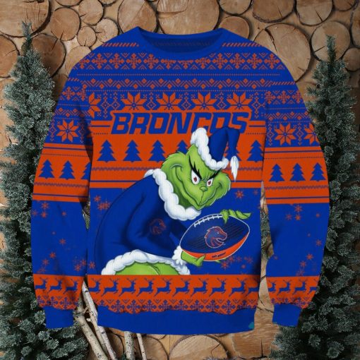 NCAA Boise State Broncos Grinch AOP Ugly Christmas Sweater Christmas Gift For Men And Women