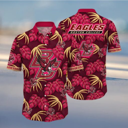 NCAA Boston College Eagles Hawaiian Shirt Palm Leaves Pattern Best Beach Gift