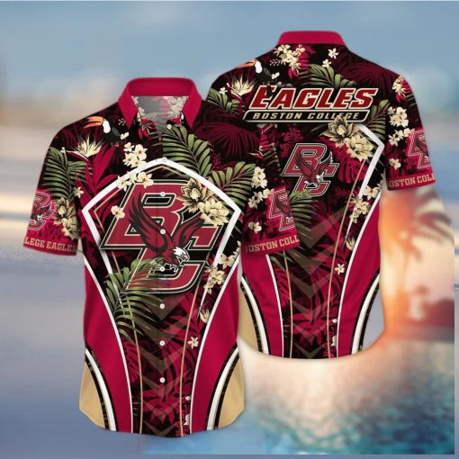 NCAA Boston College Eagles Hawaiian Shirt Palm Leaves Pattern