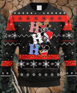 NCAA Christmas Georgia Bulldogs HoHoHo Mickey Christmas Ugly Sweater For Men Women