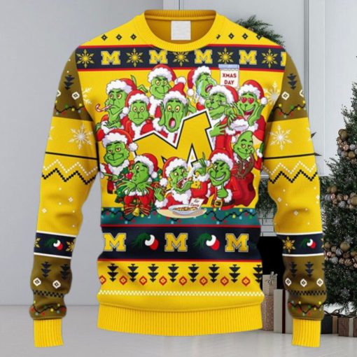 NCAA Christmas Michigan Wolverines 12 Grinch Xmas Day Christmas Ugly Sweater For Men Women