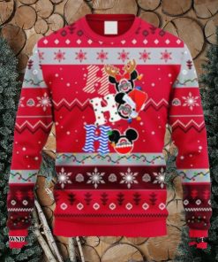 NCAA Christmas Ohio State Buckeyes HoHoHo Mickey Christmas Ugly Sweater For Men Women Sweater