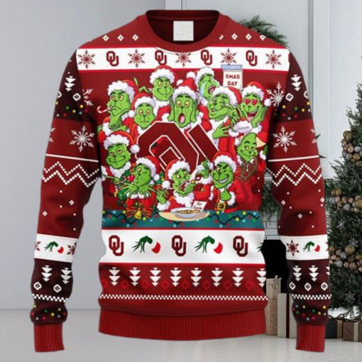 NCAA Christmas Oklahoma Sooners 12 Grinch Xmas Day Christmas Ugly Sweater For Men Women