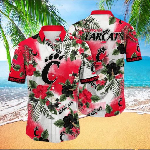 NCAA Cincinnati Bearcats Hawaiian Shirt Hibiscus Flowers Pattern