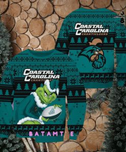 NCAA Coastal Carolina Chanticleers Grinch Myrtle Beach Invitational Ugly Christmas Sweater