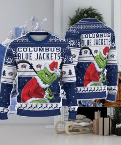 NCAA Columbus Blue Jackets Football Fans Sweater Grinch Ugly Sweater Christmas Xmas Gift