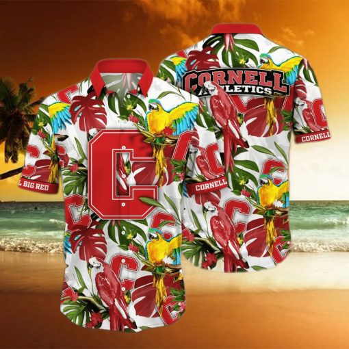 NCAA Cornell Big Red Hawaiian Shirt Birds And Palm Leaves