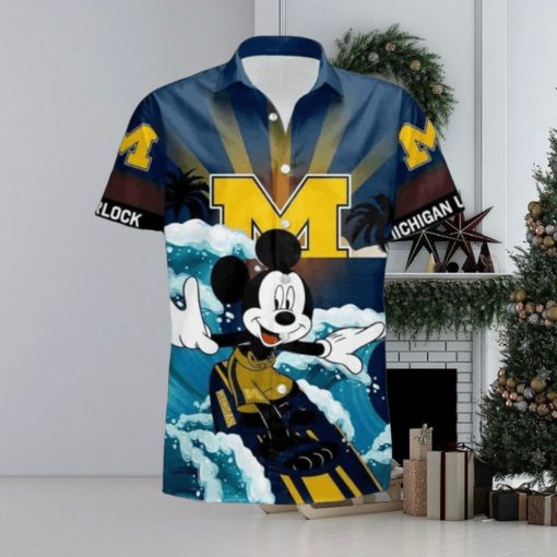 NCAA Disney Mickey Mouse Michigan Wolverines Hawaiian Shirt Beach Gift For Friend