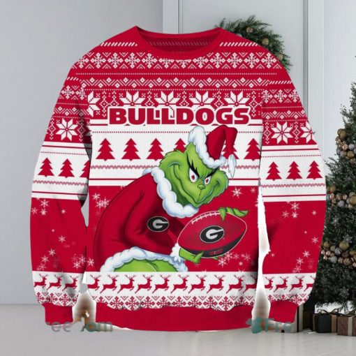 NCAA Georgia Bulldogs Logo Grinch AOP Ugly Christmas Sweater Christmas Gift For Men And Women