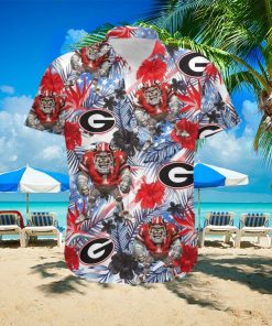 NCAA Georgia Bulldogs UGA Hawaiian Shirt,Aloha Shirt,Tropical Flora Beach Lovers Gift