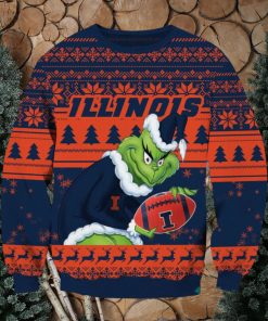 NCAA Illinois Fighting Illini Grinch AOP Ugly Christmas Sweater Christmas Gift For Men And Women